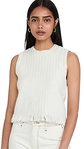 Club Monaco Women's Fringe Tank, Blanc de Blanc, L Club Monaco Women's Fringe Tank, Blanc de Blanc, L