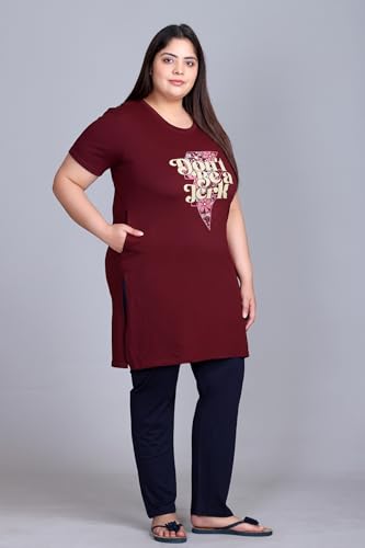 Image of In Love Women's Plus Size Graphic Printed Cotton Night Suit Set Short Sleeve