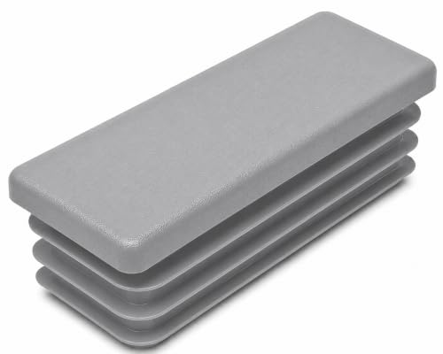 Image of (Pack of 6) Rectangular Plastic Plugs 63 /64 inch x 2-3 /4 inch (25 x 70 mm), Matt Tube Inserts, Fence Post Caps, Window Gray RAL 7040