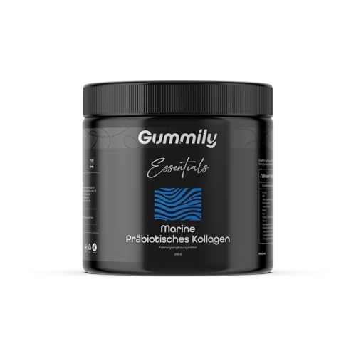 Polvere di Collagene Marino – Collagene di Pesce Idrolizzato – Alto Contenuto Proteico – Fibre Prebiotiche – con Vitamina C, Acido Ialuronico & MSM – Senza Zuccheri – Gummily