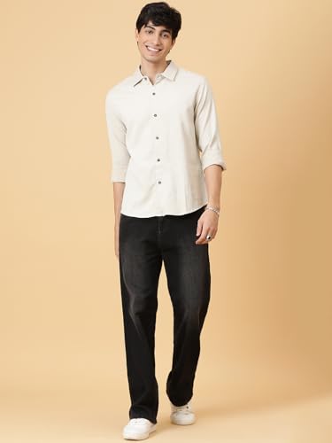 Image of KOTTY Men's Textured Casual Shirt - Long Sleeve||Button-Down Collar||Classic Fit