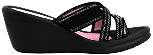 Skechers Skechers Cali Women's Rumblers-Beautiful People Wedge Sandal, Black/Light Pink, 9 M US