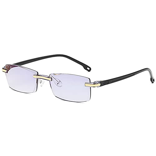 Image of AUGEN Blue Block Rimless Reading Glasses Gold Clear Unisex Free Size Power (+2.50, Pack Of 1)