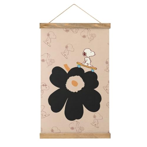 スヌーピー 花柄 ベージュ 掛け軸 タペストリー 壁掛けポスター 壁掛け絵画 アートフレーム 壁掛け ポスター 絵画 フレーム オフィス キャンバス リビング インテリア 飾り 壁飾り 収納しやすい おしゃれ アニメ 33.5x52cm