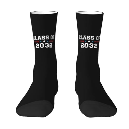 Class Of 2032 Graduation High School College Senior Moisture Wicking Crew Socks Athletic Half Calf Socks Unisex Novelty Design Comfortable Breathable1