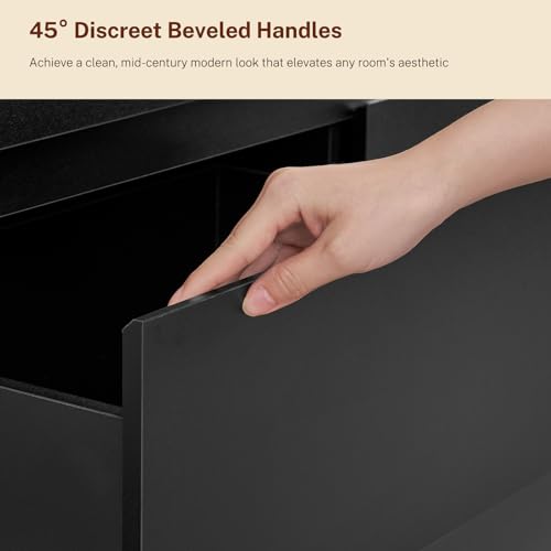 Image of TEENFON 51.6 inch Tall Dresser for Bedroom with 7 Drawers, Black Dresser with Metal Slide, Bedroom Dressers, Wood Dressers & Chests of Drawers for Bedroom, Hallway, Black