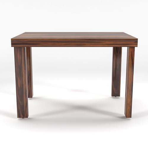 Image of Solid Sheesham Wood Four Seater Dining Set for Dining Room | Urban Design Dining Table Set for Home | Restaurant & Cafe | Finish Color - Natural Teak Finish |
