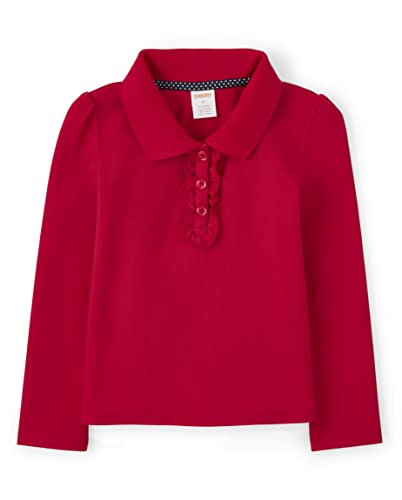 Gymboree Girls' and Toddler Long Sleeve Ruffle Polo Shirt Uniform