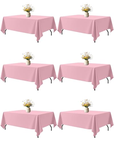 Niuara Pink Fabric Rectangle Table Cloth - 6 Pack, 60