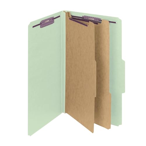 Smead Pressboard Classification File Folder with SafeSHIELD Fasteners, 2 Dividers, 2