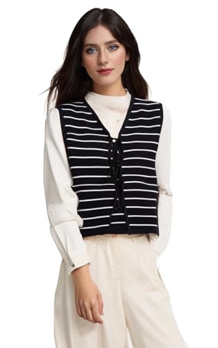 Vest Tops for Women Sleeveless Crochet Sweater Vest Knit Top Open Front Tie V-Neck Cardigan Work Tank Top Y2K Clothes