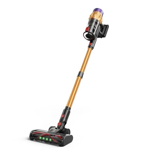 Pinnax Aspirateur sans Fil V18, Moteur sans balais de 550 W, Aspiration de 45 kPa, Filtration Multicouche, Lampe de Sol LED, 3 Modes d'aspiration, avec Accessoires