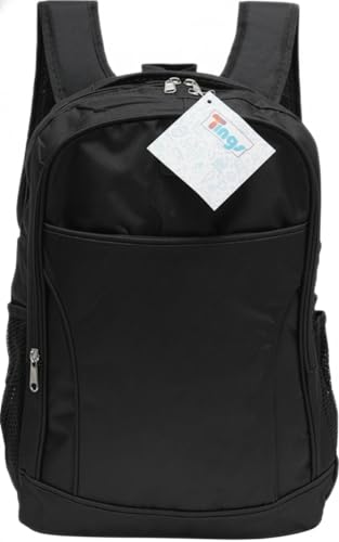 Mochila Escolar Versátil para Adultos e Jovens - Poliéster Leve e Durável com 3 Compartimentos Zíper, 2 Bolsos Laterais Porta Garrafa - Cores: Preto, Cinza, Azul Marinho. (Preto)