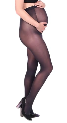 SENTELEGRI Maternity Support Tights |Sheer Pregnancy Tights | S, M, L, XL | Feeling 15 Denier | (UK, Alpha, L, Regular, Regular, Black)