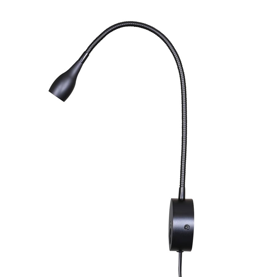 Image of LED Reading Lamp 3W Warm White 3000K Touch Dimming Switch USB A Charger for Reading Books Black Plug Cord 1 Pieces (US028-BK)