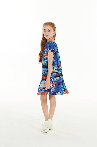 Image of Hawaii Hangover Family Matching Hawaiian Clothes, Sunset Blue | Family matching Hawaiian outfits, Sunset Blue, 100% cotton, machine washable, tropical floral print, luaus, cruises