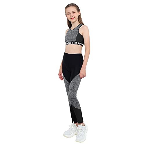 Moily Girls Two Piece Athletic Outfit Sleeveless Tank Top with Leggings for Gymnastics/Dance/Sports3