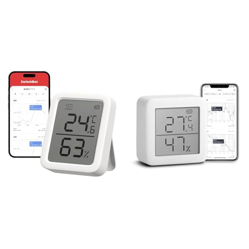 �y�Z�b�g�����zSwitchBot �X�C�b�`�{�b�g �����x�v�v���X Alexa �f�W�^�� �����x �R���p�N�g ���� �A���[�� ��}�[�N �O���t�L�^ + �yCompatible with Alexa�F��z �f�W�^�� �X�}�[�g�Ɠd �����x �X�C�X���Z���T�[ �M