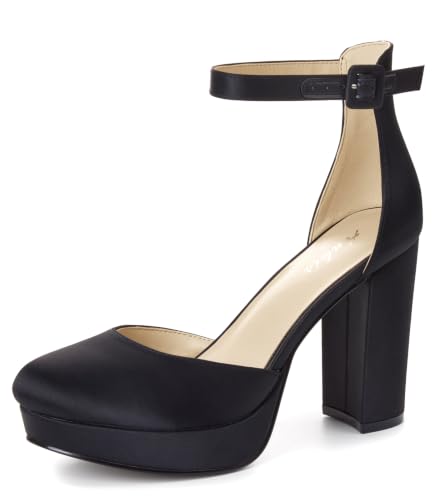 Image of Ankis Platform Closed Toe Heels for Women, Round Toe High Chunky Pumps