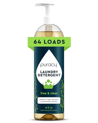 Puracy Laundry Detergent - Enzyme-Powered Liquid Laundry Detergent Concentrate, Natural Laundry Detergent Seen on TikTok, Non-Toxic (Free & Clear, 16 fl oz, 64 Loads)