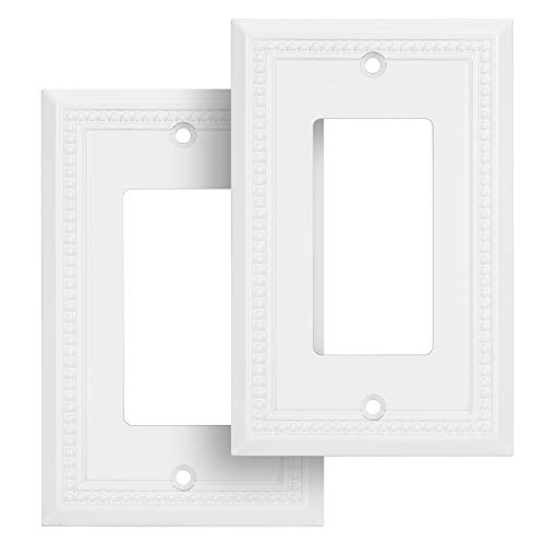 Image of Henne Bery Sunken Pearls Heavy Duty Decorative Wall Plate Switch Plate Outlet Cover (Single Decorator, 2 Pack, White)