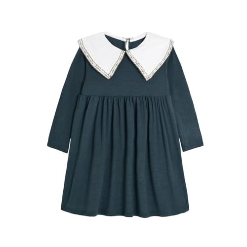 LittleSpring Girls Long Sleeve Dress with Peter Pan Collar Casual Dresses
