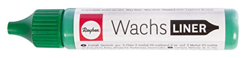 RAYHER HOBBY Rayher 31500430 Wachs-Liner, grün, Flasche 30 ml, zum Kerzen bemalen, Wachsstift, Flüssigwachs zum Malen direkt aus der Flasche, Piniengrün