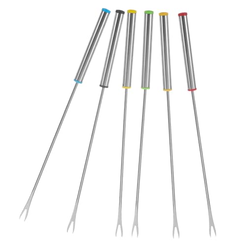 Garneck 6pcs Stainless Steel Barbecue Forks for Meat Camping Bbq Sticks Easy to Carry Roasting Skewers for Outdoor Cooking and Family Gatherings