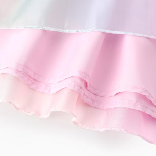 Image of Disney Princess Frozen Elsa Minnie Stitch Toddler Girl Tulle Tutu Dress Ruffle Sleeve Mesh Summer Birthday Party Clothes 2-9Y