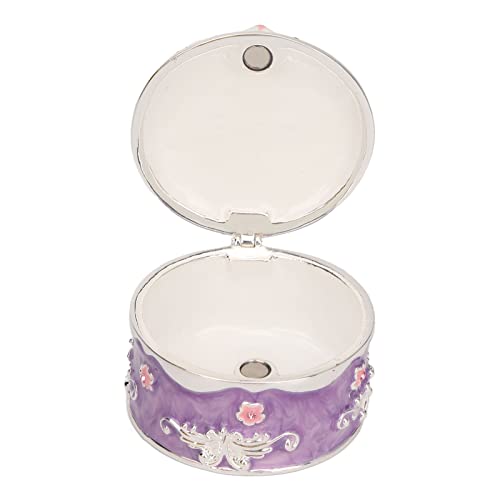 Caja de Joyería Pequeña, Cajas de Baratijas en Forma de Conejo Pintadas un Mano de Aleación de Zinc Púrpura para Baño