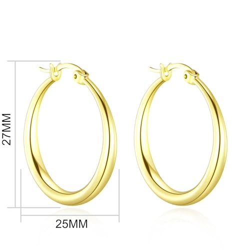 Philip Jones Gold Plated 25mm Hoop Earrings - Image 6