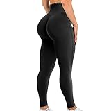 ASAGI Scrunch Butt Lifting Workout Leggings for Women High Waist Yoga Pants Amplify Gym Seamless Booty Tights(1#-Black,Small)