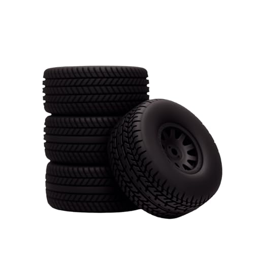 Mesimsple Pre Glued Plastic Wheel and Tire Rubber for Arrma Mojave Grom Mega 380 223S BLX Series Upgrade Parts Black