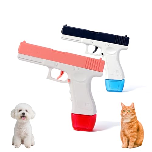 2 Pack Cat Deterrent Squirt Gun for Cats & Dogs Pet Training Water Gun with Detachable Magazine Water Tank Top Refill Design Helps Reduce Leaks Long-Range Spray to Stop Scratching & Barking
