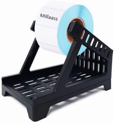 Millaass Label Holder, Thermal Label Holder for Rolls and Fan-Fold Labels, Shipping Label Roll Holder,Work with Desktop Label Printer for Office and Home (Black)