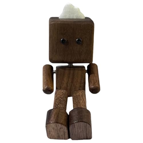 Figura di Holzmann Wobble, figura di legno mobile con espressioni facciali magnetiche, figura d'azione divertenti, figura di testa di oscillazione divertente per dashboard (pesca nera)