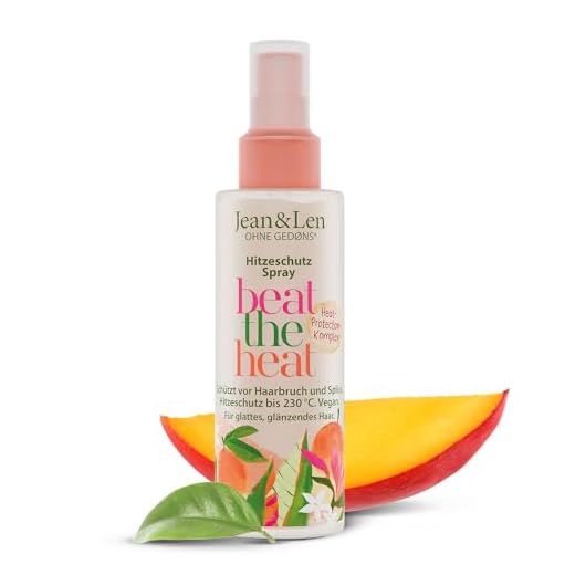 Jean & Len Beat The Heat Aerosol con protección térmica con aroma a mango, consistencia ligera, protege el cabello del daño causado por el calor hasta 230°C, sin parabenos ni siliconas, vegano, 100 ml