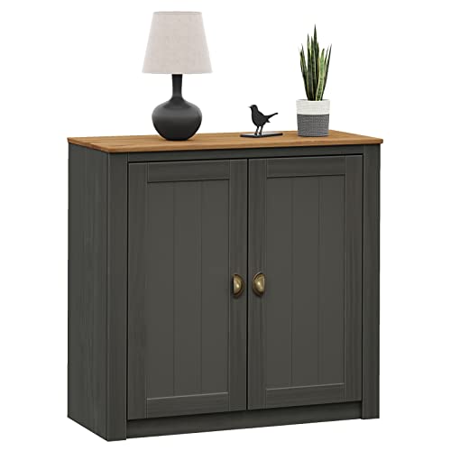 IDIMEX Buffet Bolton Meuble de Rangement en Bois au Style Classique, avec 2 Portes, en pin Massif lasuré Gris Anthracite et Brun
