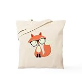 CafePress Cute Hipster Red Fox Tote Bag Natural Canvas Tote Bag, Reusable Shopping Bag