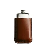 Wentworth- Pewter Flask Tin Hip Flask-854P- 3oz/85ml (Approx.) w/Brown Leather PouchLead-Free Pewter