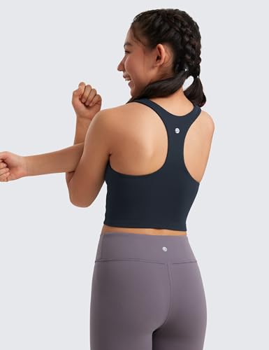 Image of CRZ YOGA Girls Butterluxe Double Lined Crop Tank | Dance, Extremely Soft, Tight Fit, High Neck, Athletic, Sleeveless Tops for Teen
