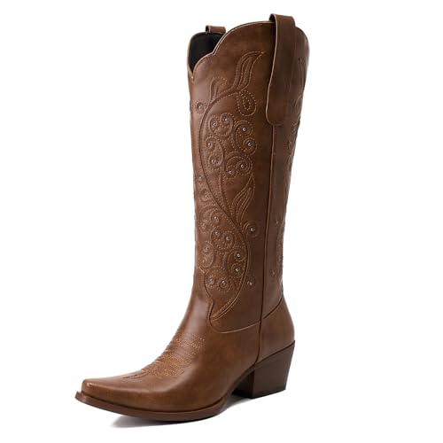 GOSERCE Cowboy Boots for Women - Western Cowgirl Boots Knee