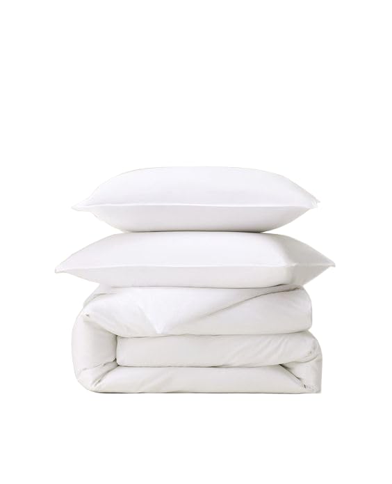 600 TC 100% Cotton Super King Duvet Cover Set with 2 Pillow Covers, White Solid, Zipper Closure, Premium Soft & Breathable Bedding, 108x108 Inch-image-35