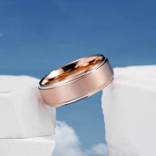 Image of King Will Classic Tungsten Wedding Band for Men, 6 /7 /8 /9 /10mm Widths, Polished Finish Step Edge Matte Rings Comfort Fit
