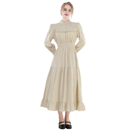 CR ROLECOS Mittelalter Kleidung Damen Viktorianisches Kleid Langarm A-Linie Vintage Edwardianisches Renaissance Maxikleid Ballkleid Abendkleid Damen...