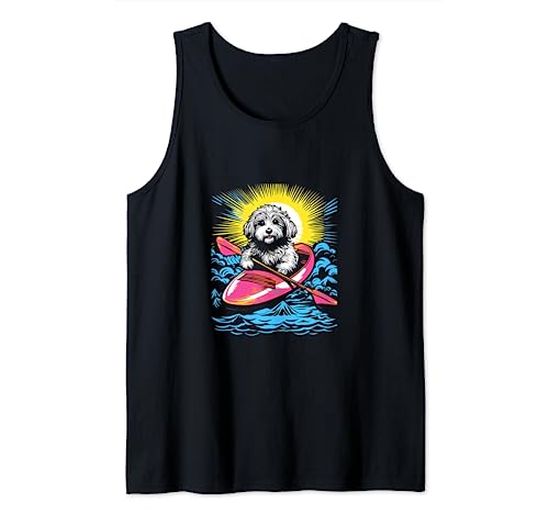 Kayak Havanese Dog Kayaker Canoa Paddling Pop Art Camiseta sin Mangas