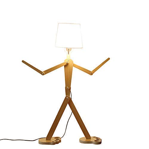 Moderne nordique style lampadaire créatif Original bois 110 cm Humanoïde décoration en bois moules formes réglables décoration Plancher lumineux pour salon et chambre à coucher (couleur bois)