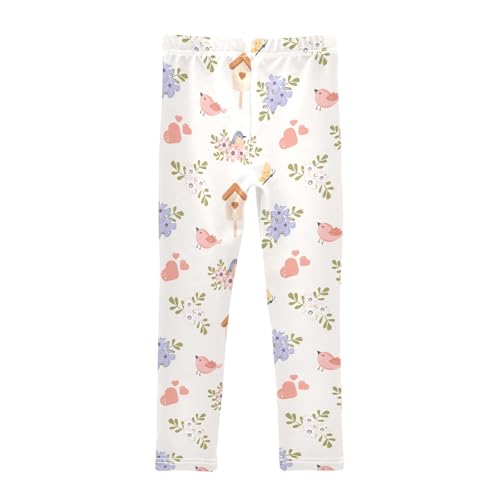 Bird Flower Mailbox Girls Leggings,Workout Leggings for Girls Toddler Athletic Leggings Size for 3-10T2