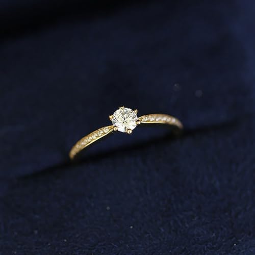 Round Cut Moissanite Ring for Women 925 Sterling Silver Cubic Zirconia Engagement Rings Solitaire Halo Promise Ring for Wife 14K Gold Plated CZ Eternity Diamond Wedding Band Birthday Wedding Jewelry Gifts2