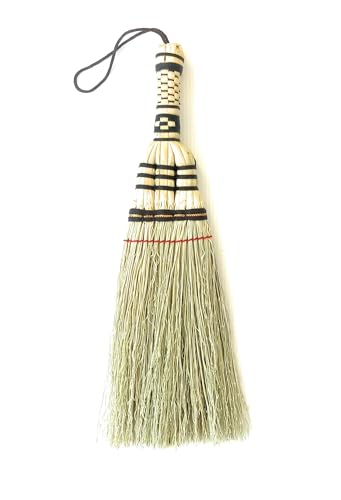 Image of Handcrafted Whisk Broom - Hanging Loop, Bamboo Handle & Sorghum Brush - Compact & Portable Cleaning Essential - Perfect for Surface Sweeping Driveways, Porches & Floor - 12 Inch